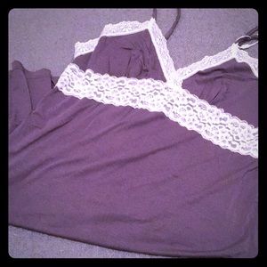Grey nightgown with white lace